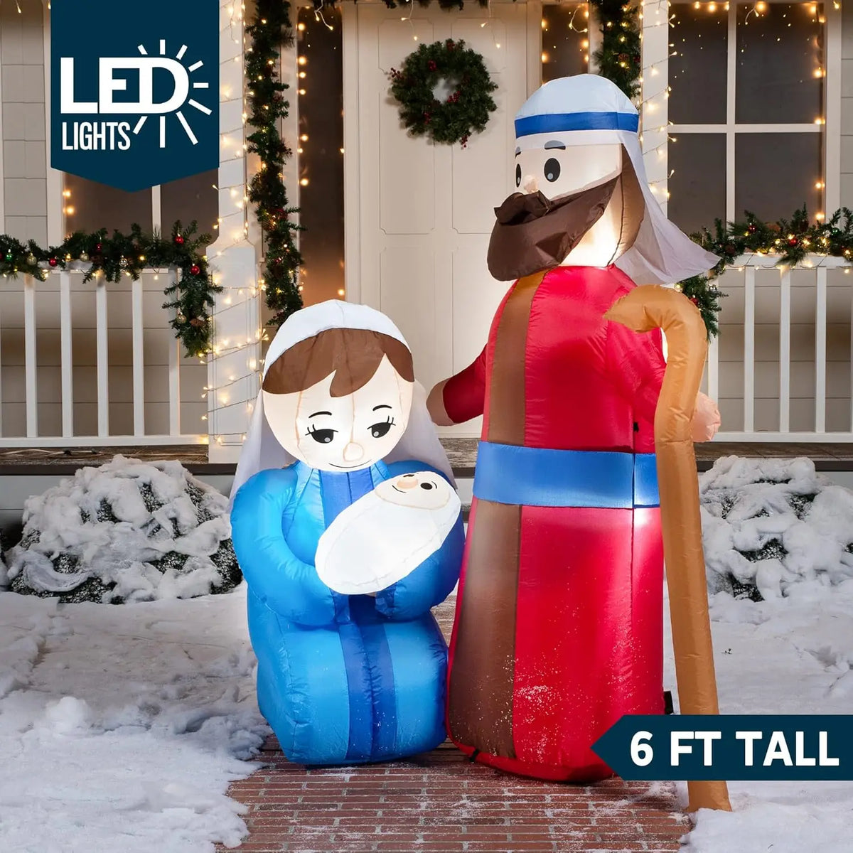 6-Foot LED Christmas Inflatable Nativity – Mary, Joseph & Baby Jesus