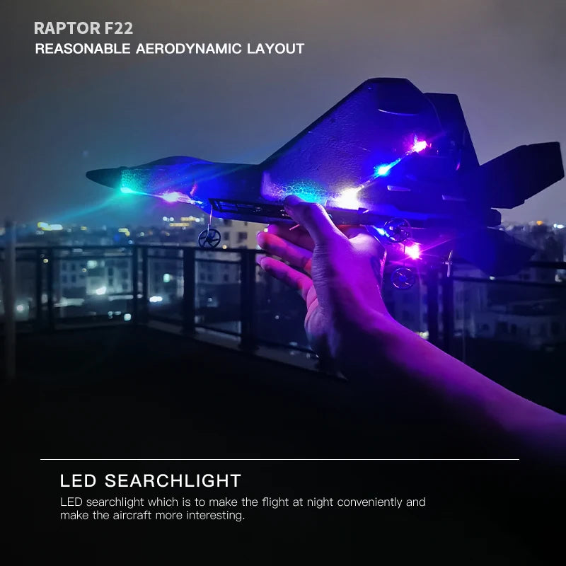 F22S Remote-Control Airplane – Gyro & LED Bundle Options