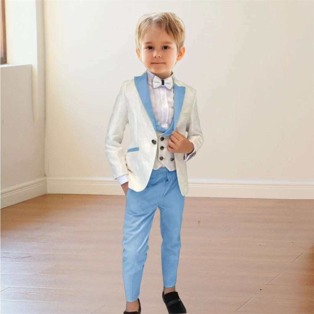 Boys' Paisley 3-Piece Suit Set with Jacket, Vest & Trousers