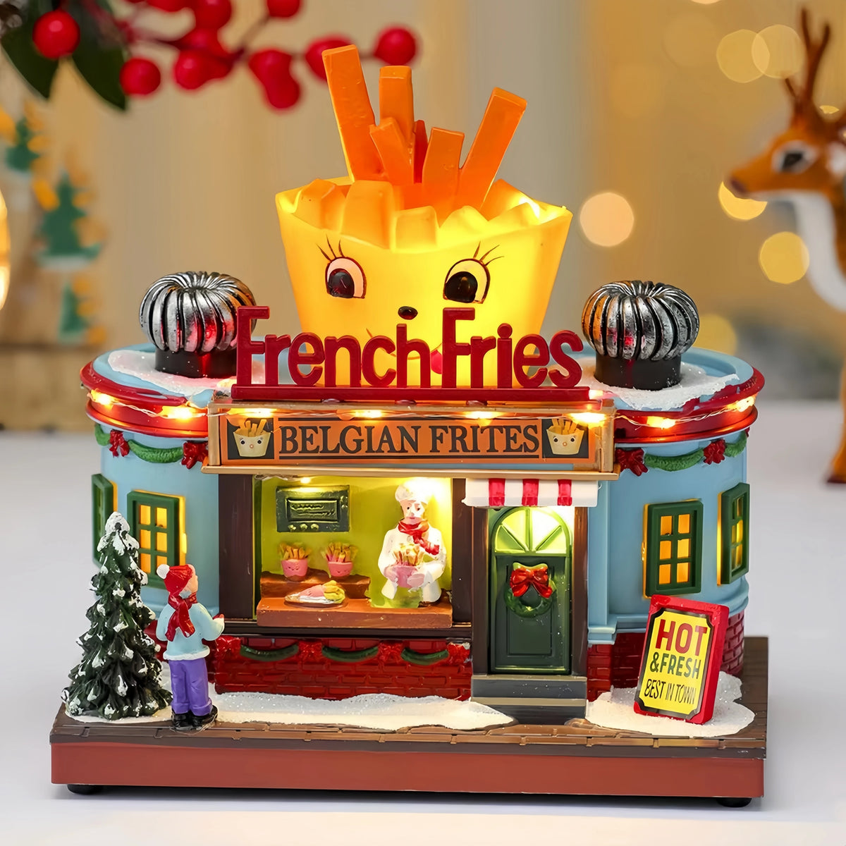 Light-Up Christmas Village Decorations – Shops & Santa House