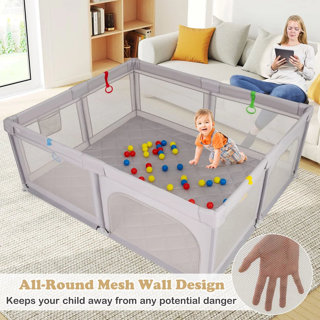 Mesh Baby Playpen with Zippered Access Doors