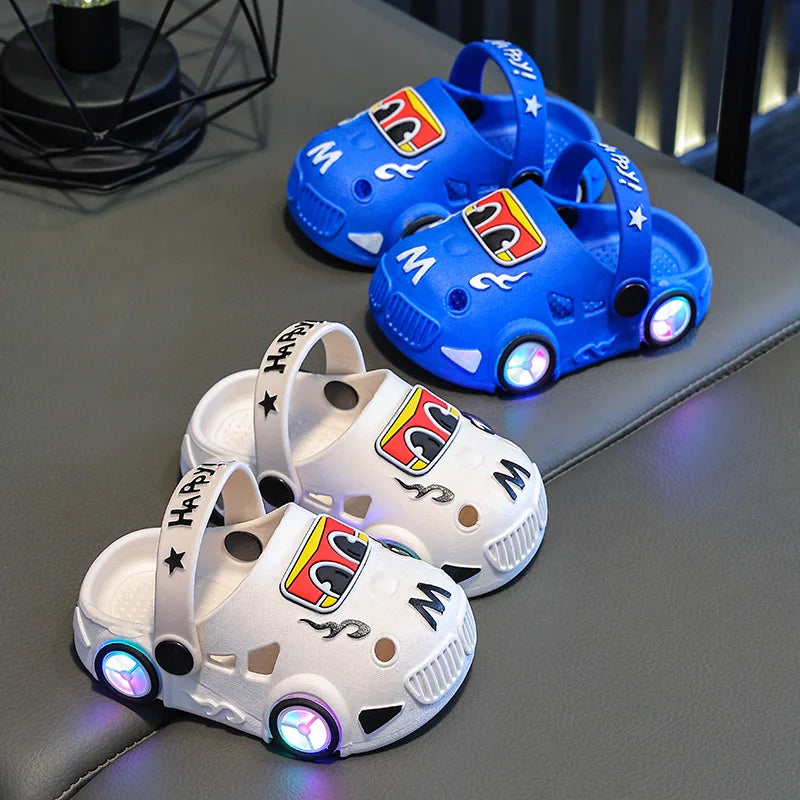 Kids’ Light-Up Car Clogs with Heel Strap