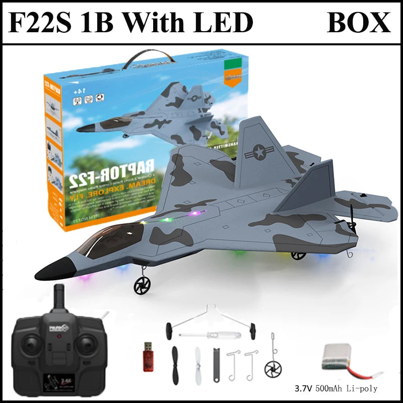 F22S Remote-Control Airplane – Gyro & LED Bundle Options