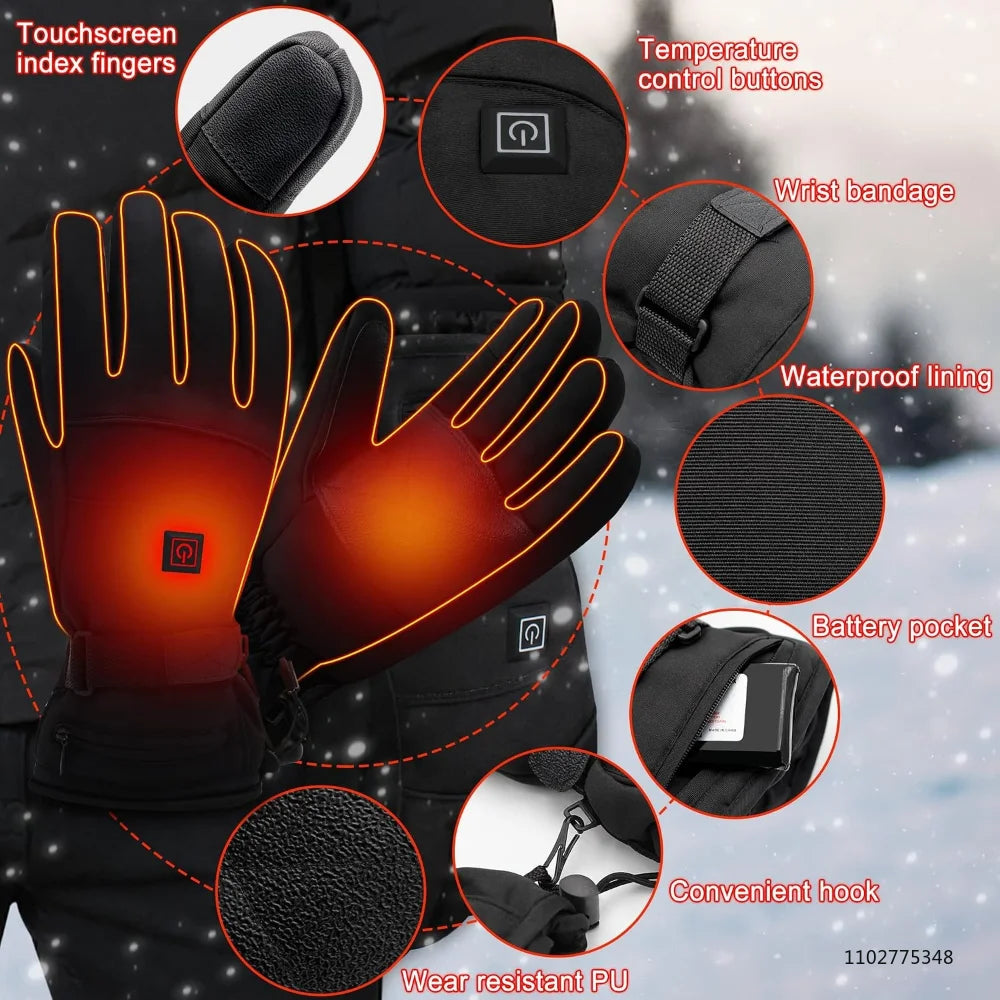 Rechargeable Heated Gloves with 3 Heat Settings