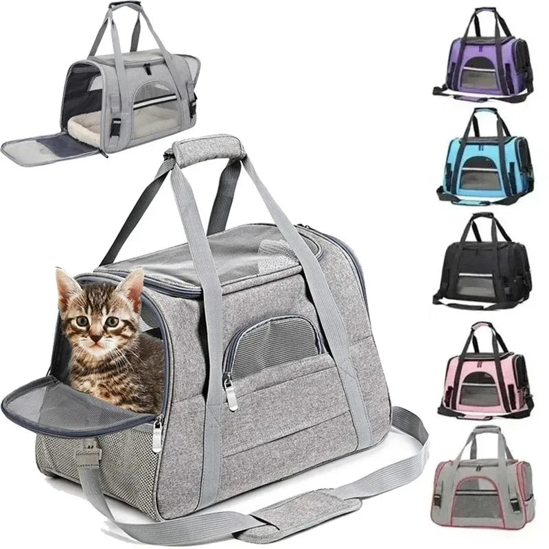 Soft-Sided Pet Carrier Bag with Mesh Panels