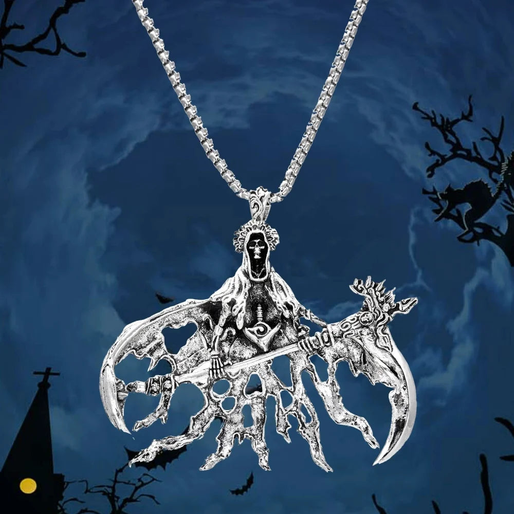 Gothic Grim Reaper Pendant Necklace – 60 cm Chain