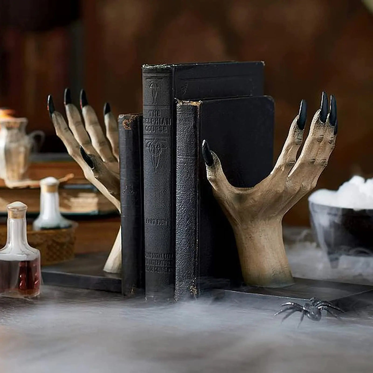Gothic Witch-Hand Bookend Decor