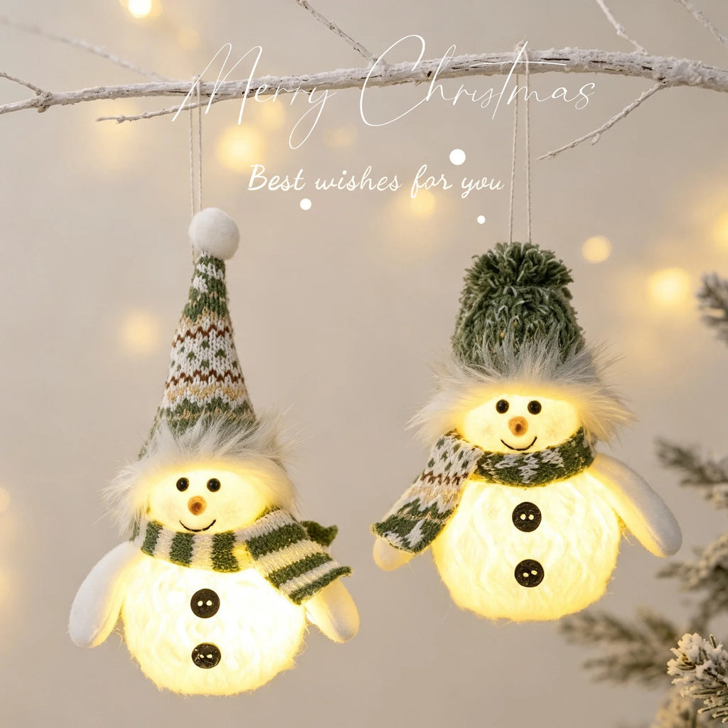 Light-Up Christmas Snowman – Knitted Hat & Scarf