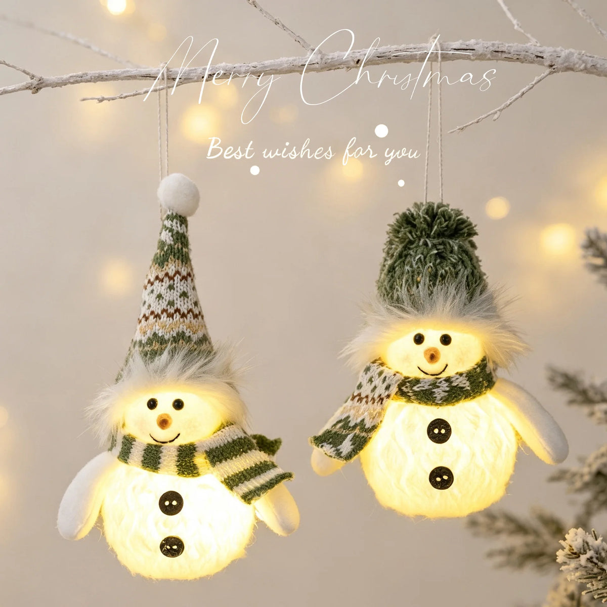 Light-Up Christmas Snowman – Knitted Hat & Scarf