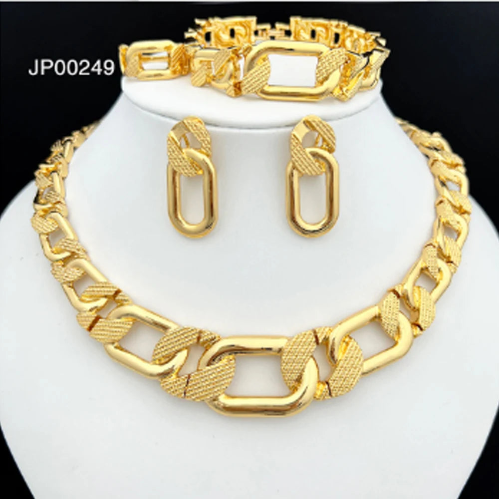 Gold-Tone Rectangular-Link Four-Piece Jewelry Set