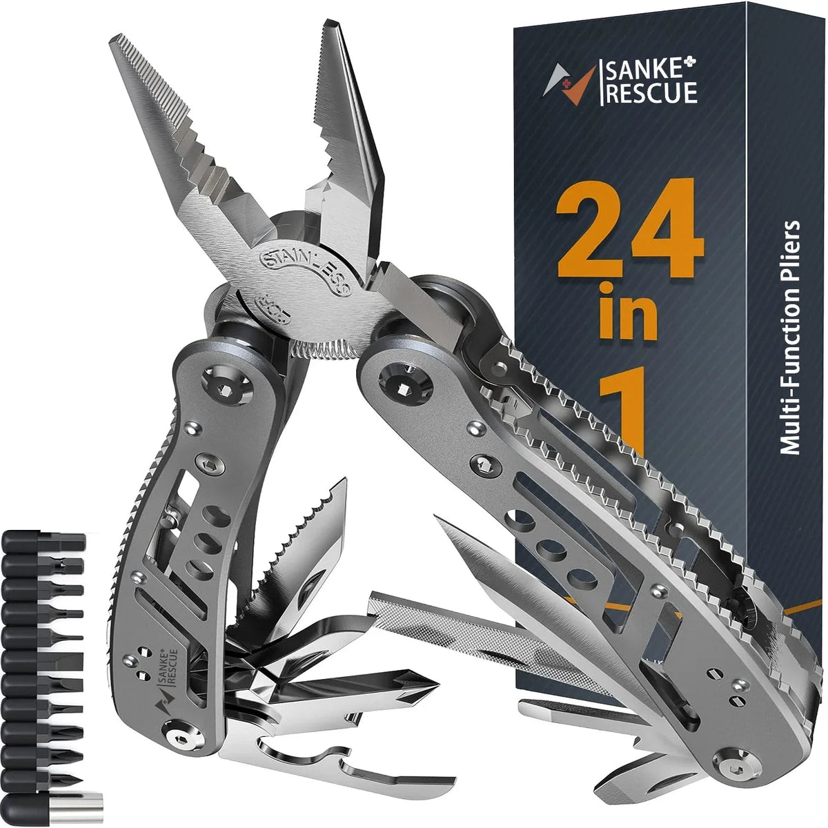 Sanke Rescue 24-in-1 Folding Multitool Pliers with Bit Set