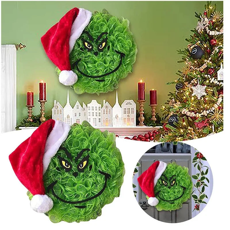 Green Monster Christmas Decorations – Wreath & Hanging Style Options