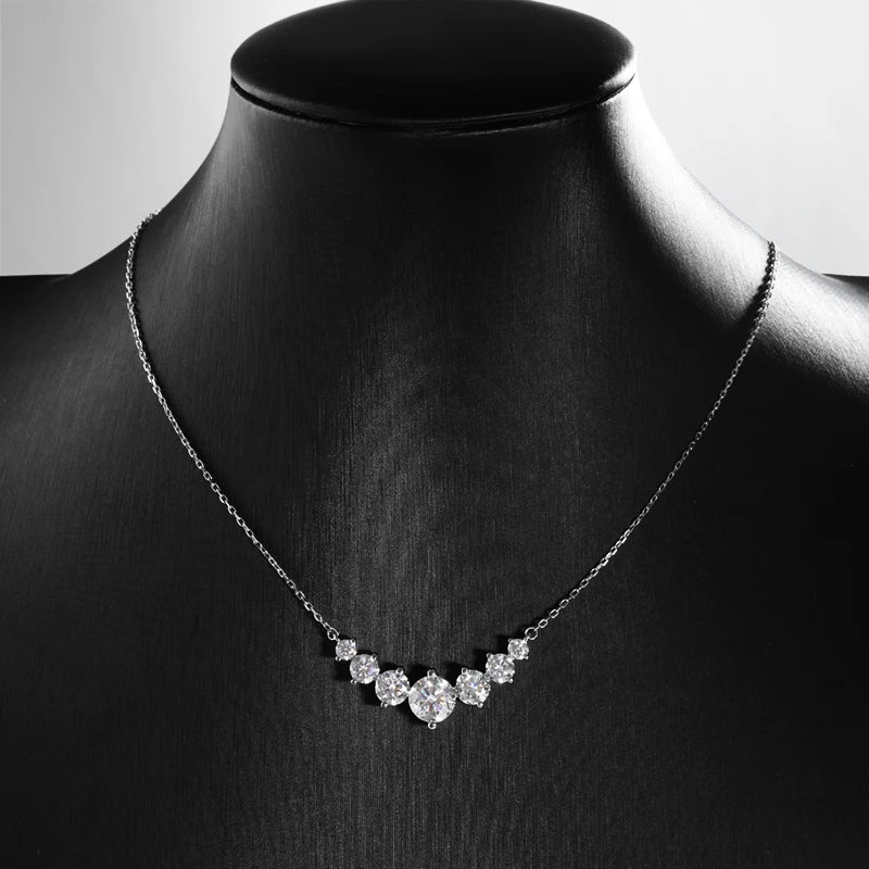 Moissanite or Zircon Solitaire Pendant Necklace in 925 Sterling Silver