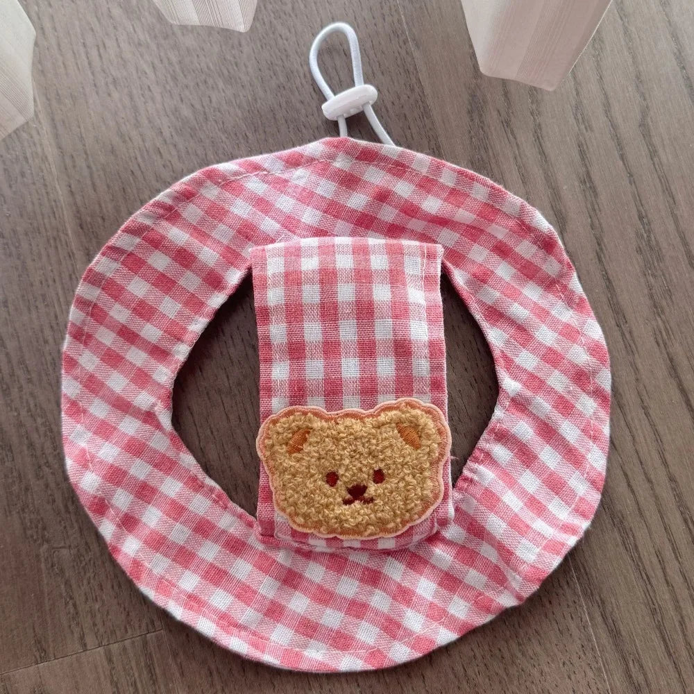 Gingham Dog Bucket Hat with Ear Openings