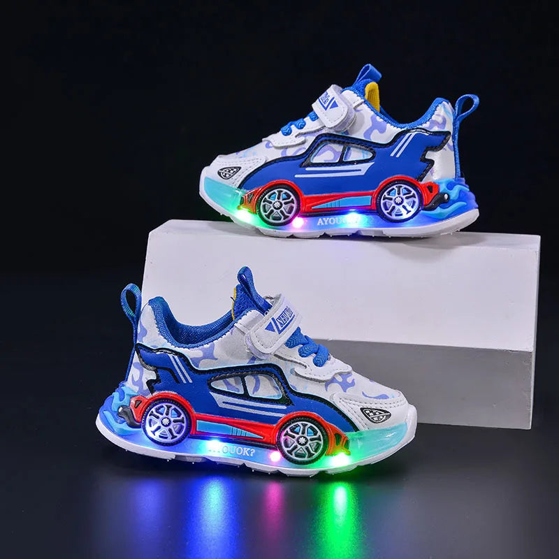 Kids’ LED Light-Up Sneakers with Hook-and-Loop Closure