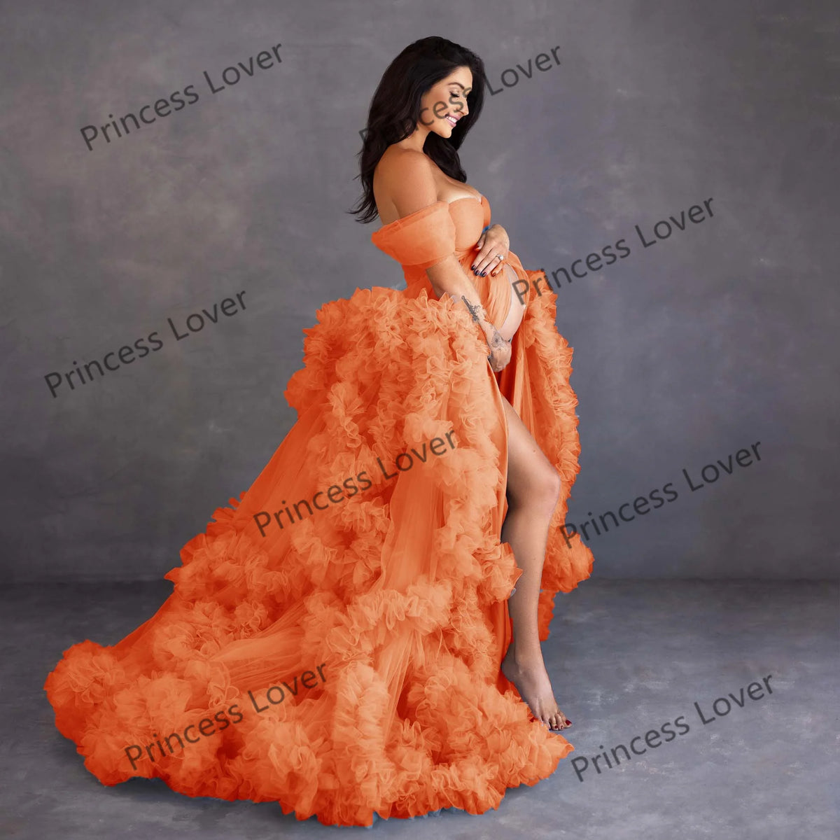 Tiered Tulle Off-Shoulder Prom Dress