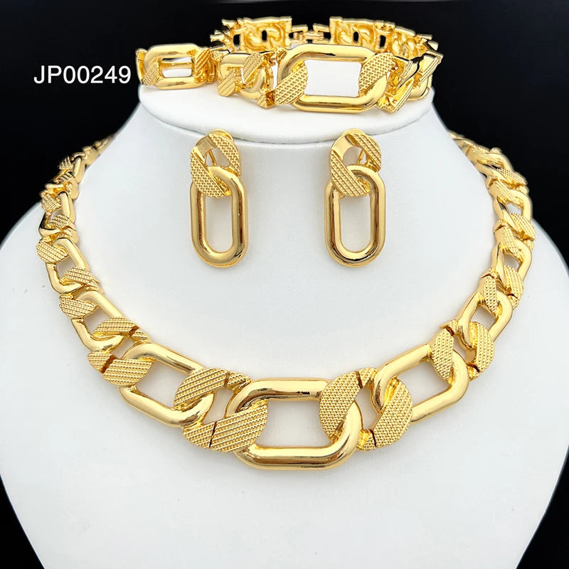 Gold-Tone Rectangular-Link Four-Piece Jewelry Set