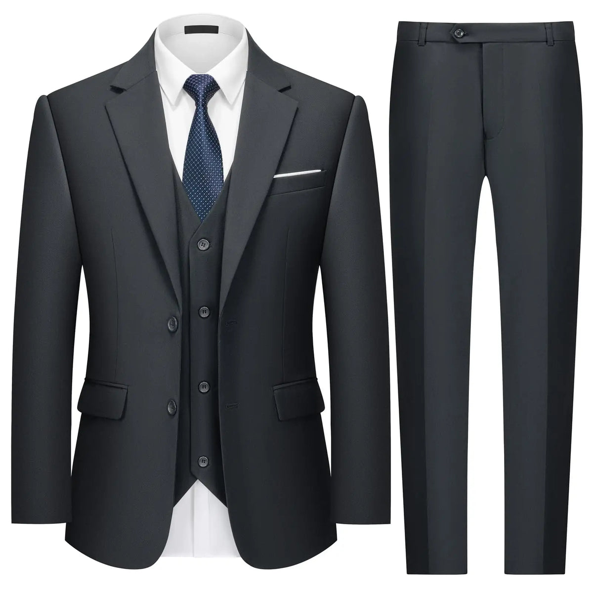 Men's Classic Solid-Color Suit for Weddings & Business