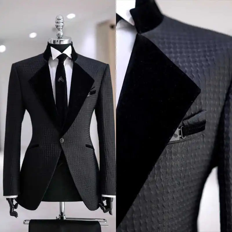 Men's Textured Formal Suit for Weddings & Evening Events