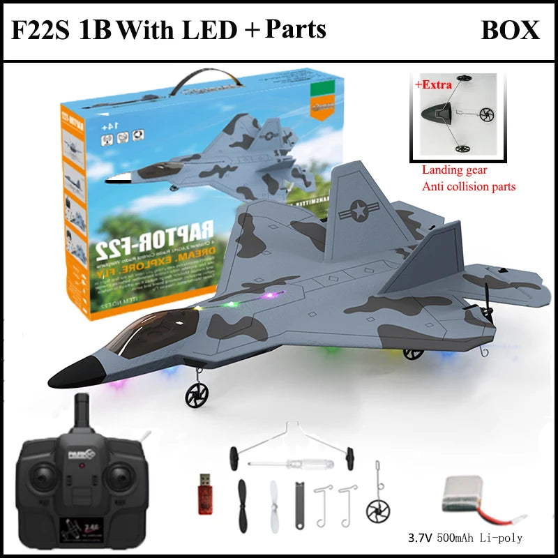 F22S Remote-Control Airplane – Gyro & LED Bundle Options