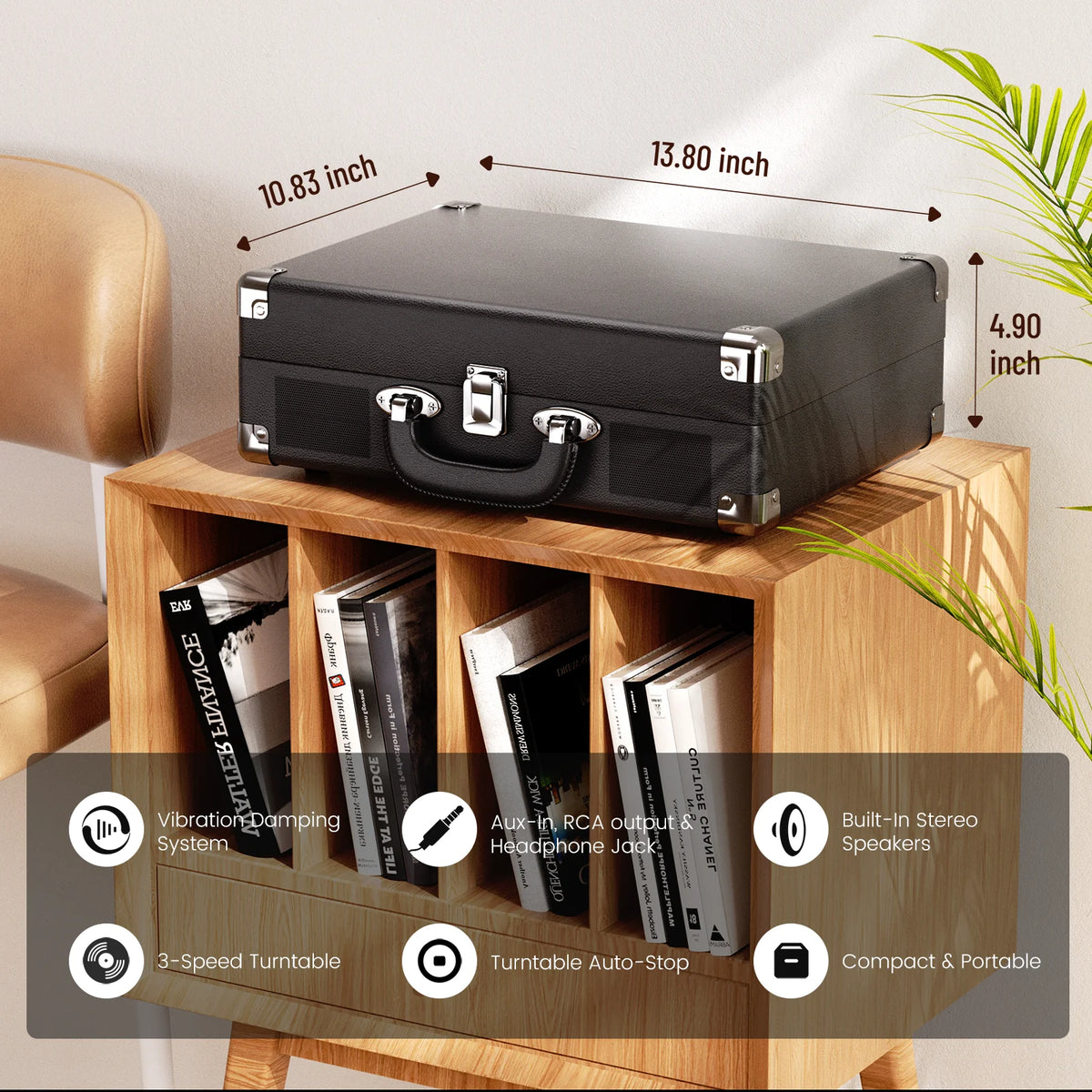 MAIO 3-Speed Suitcase Record Player with Built-In Speakers