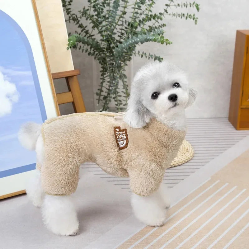 Plush-Texture Zip-Back Dog Jacket – S–XXL