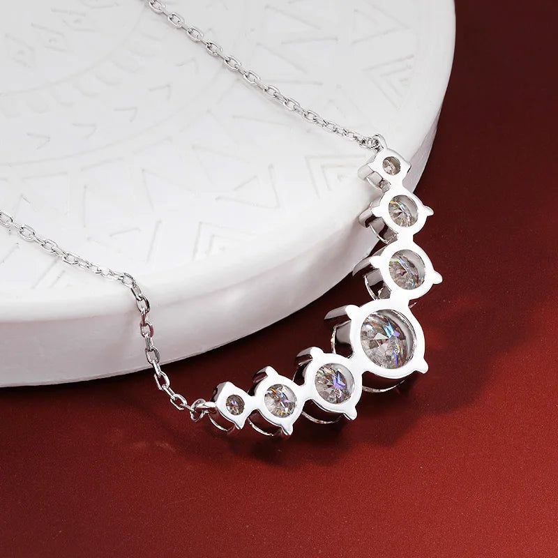 Moissanite or Zircon Solitaire Pendant Necklace in 925 Sterling Silver