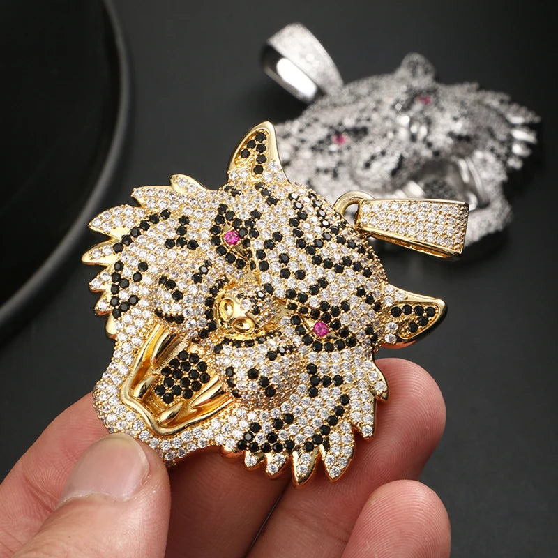 Lion Pendant Necklace with Rope Chain