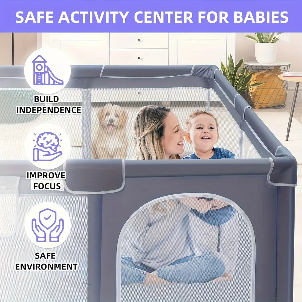 Mesh Baby Playpen with Zippered Access Doors