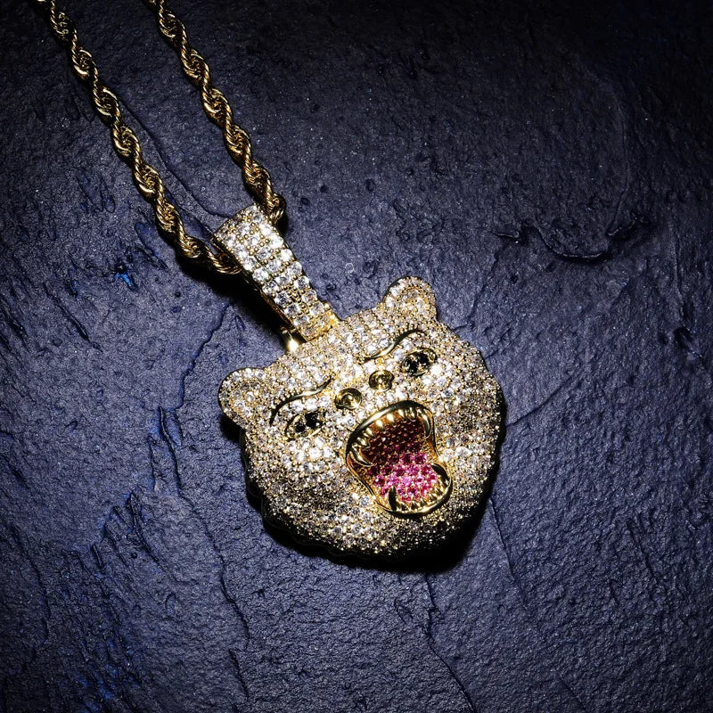 Lion Pendant Necklace with Rope Chain