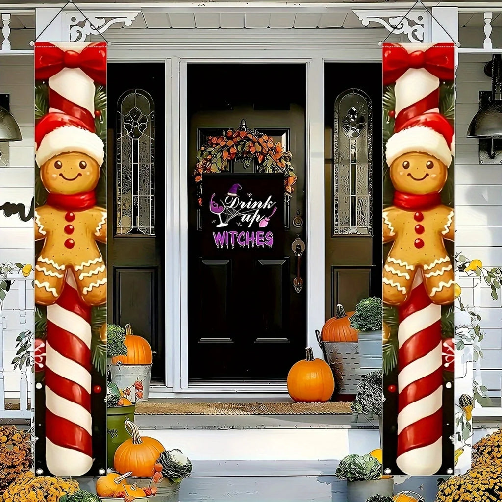 Gingerbread & Candy Cane Christmas Door Banner