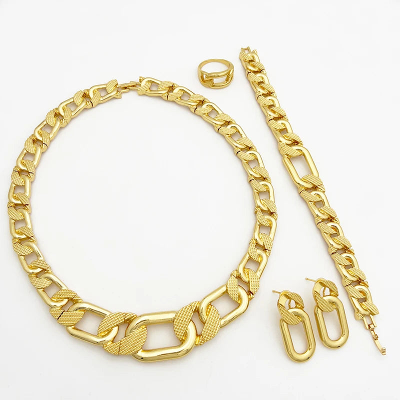 Gold-Tone Rectangular-Link Four-Piece Jewelry Set