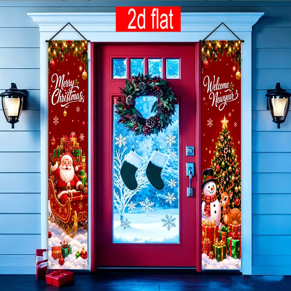 Merry Christmas & New Year Hanging Door Banners