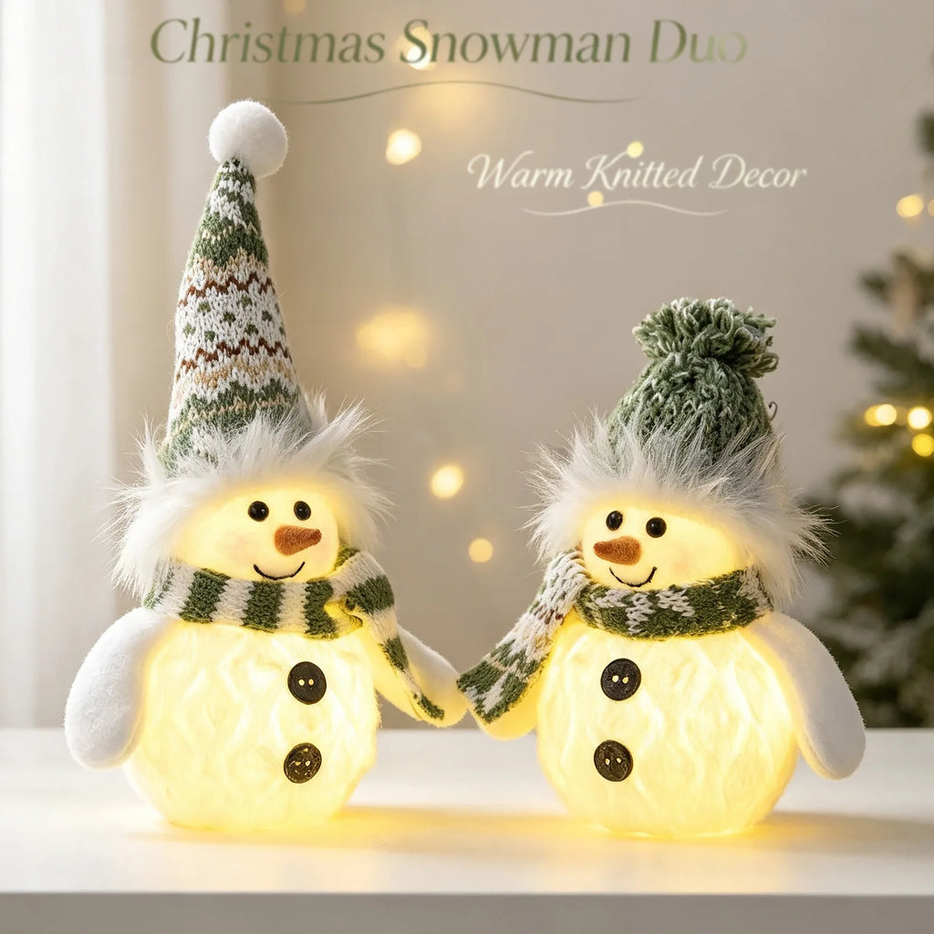 Light-Up Christmas Snowman – Knitted Hat & Scarf