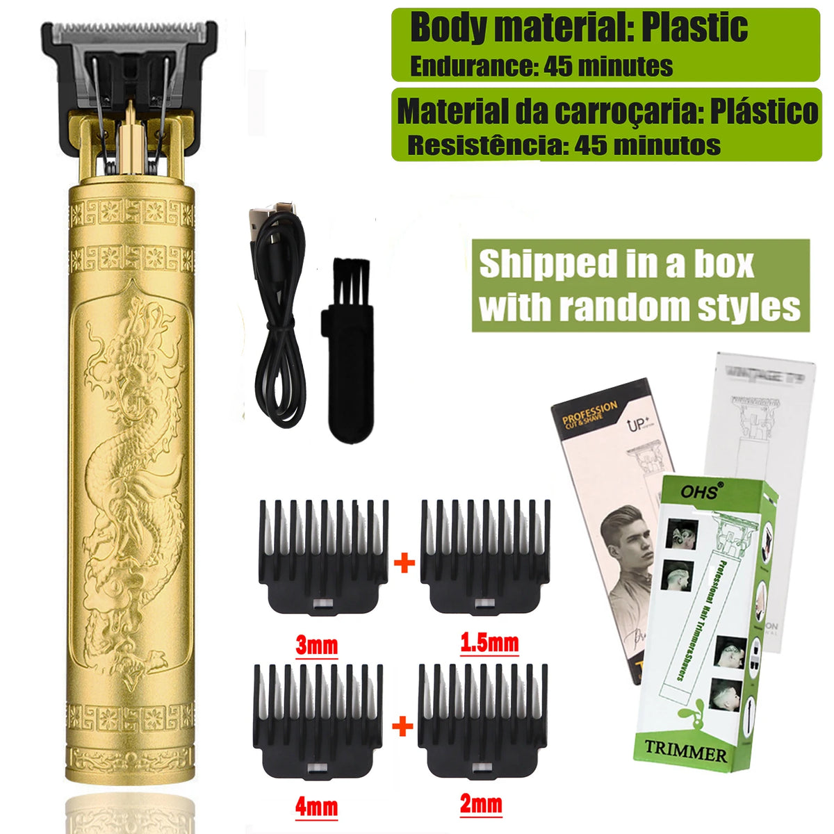 OHS T9 Rechargeable Hair & Beard Detail Trimmer – Dragon & Buddha Styles