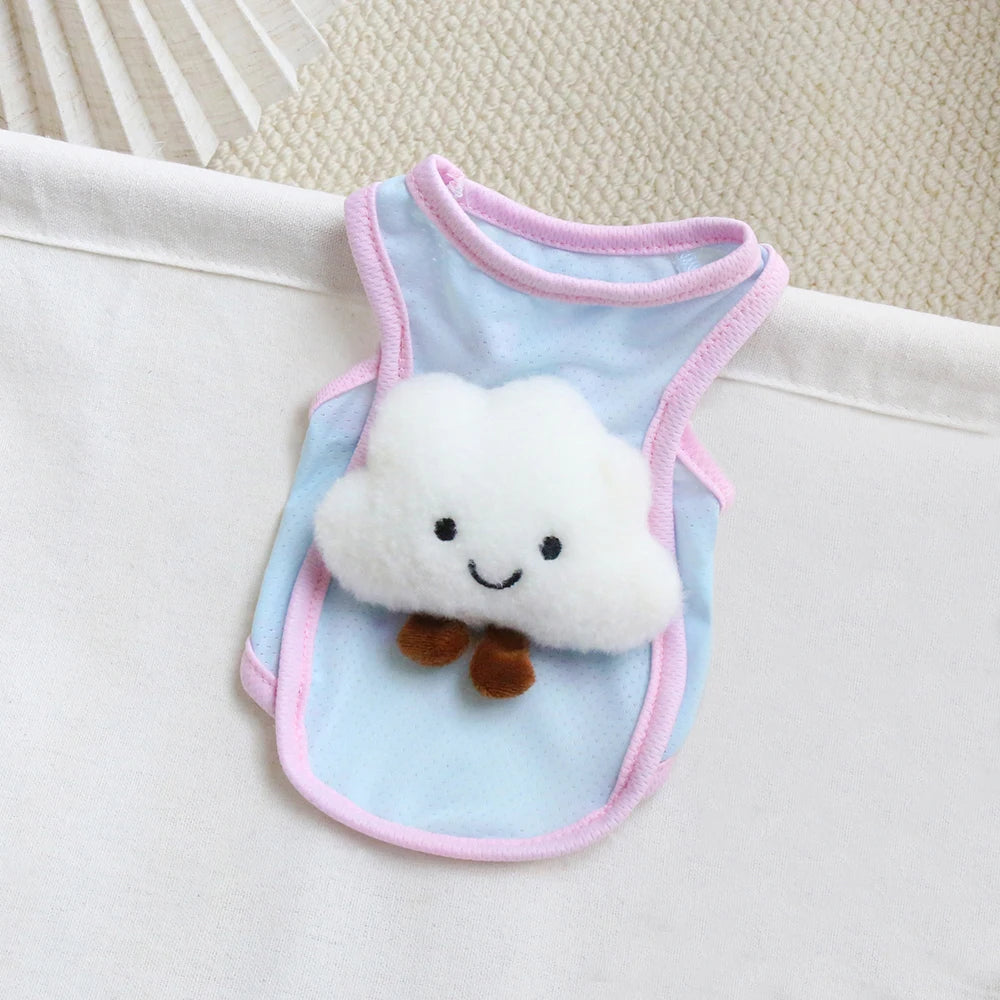 Cloud-Decorated Mesh Dog Vest – Pastel Styles
