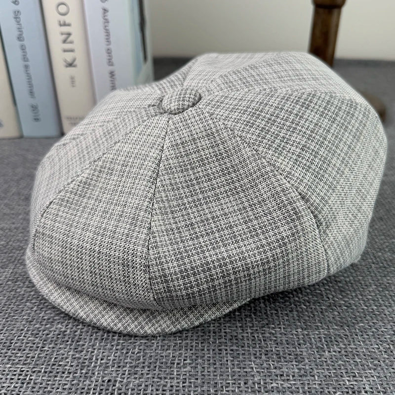 Unisex Textured Linen Newsboy Cap