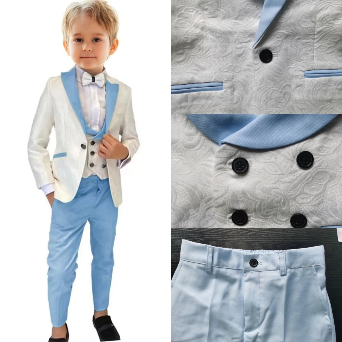 Boys' Paisley 3-Piece Suit Set with Jacket, Vest & Trousers