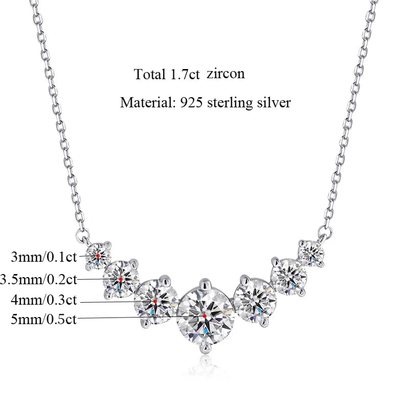 Moissanite or Zircon Solitaire Pendant Necklace in 925 Sterling Silver