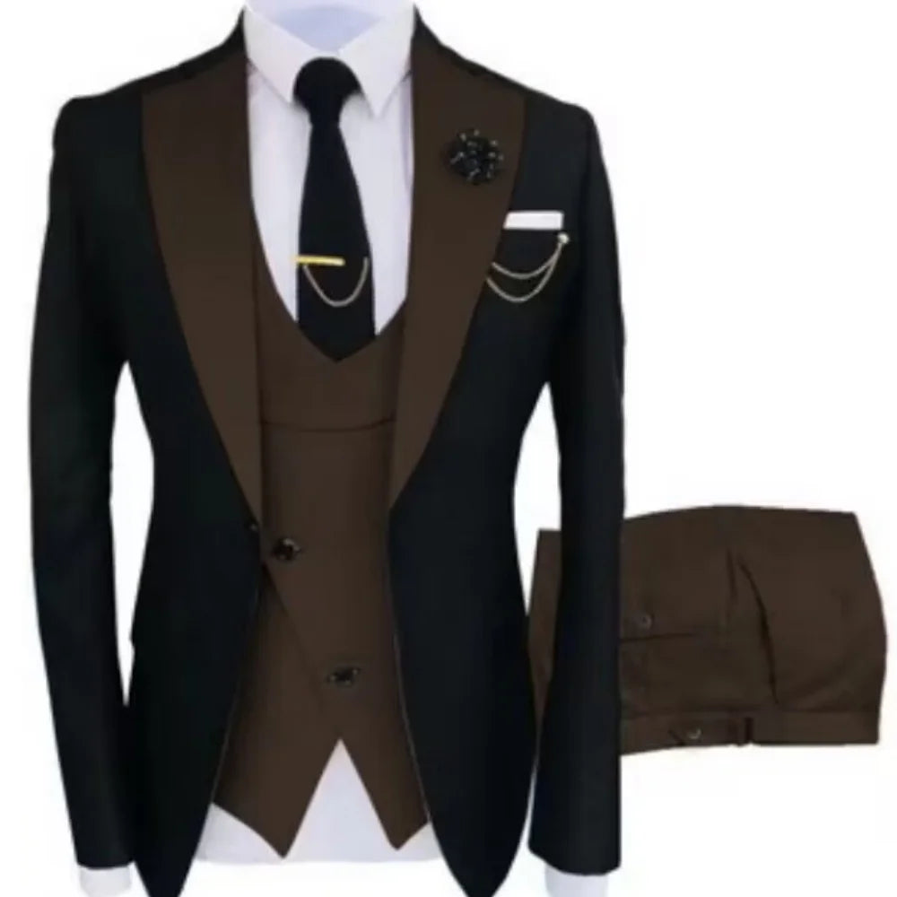 Men's Contrast-Lapel Formal Suit for Weddings & Prom