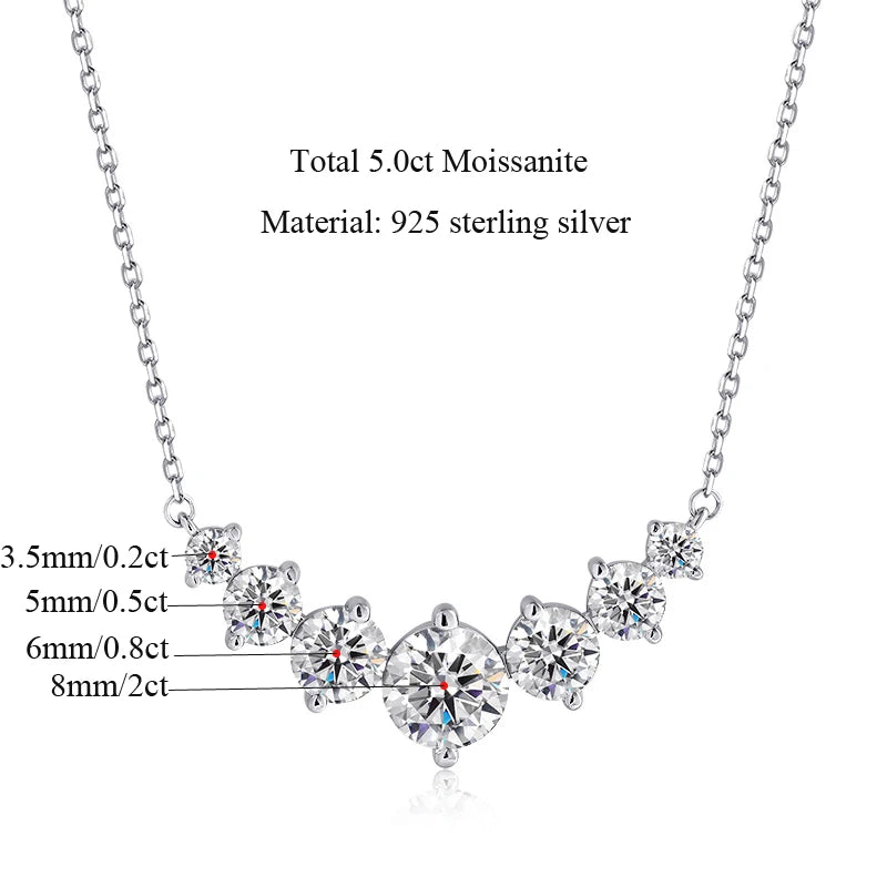 Moissanite or Zircon Solitaire Pendant Necklace in 925 Sterling Silver