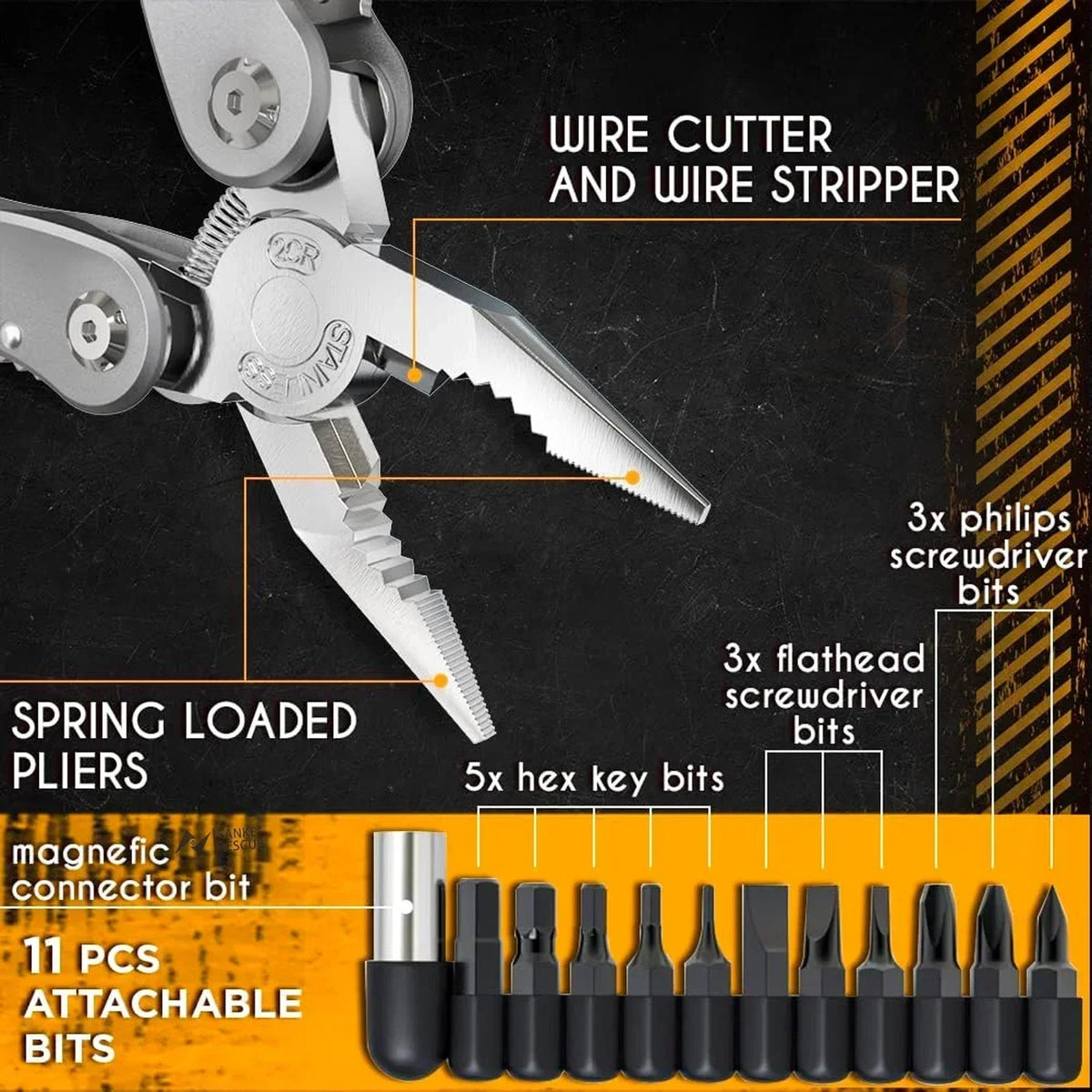 Sanke Rescue 24-in-1 Folding Multitool Pliers with Bit Set