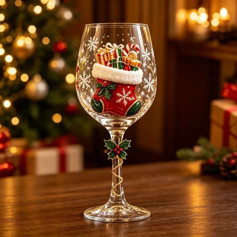 Christmas Stemmed Glass Goblet – Holiday Designs
