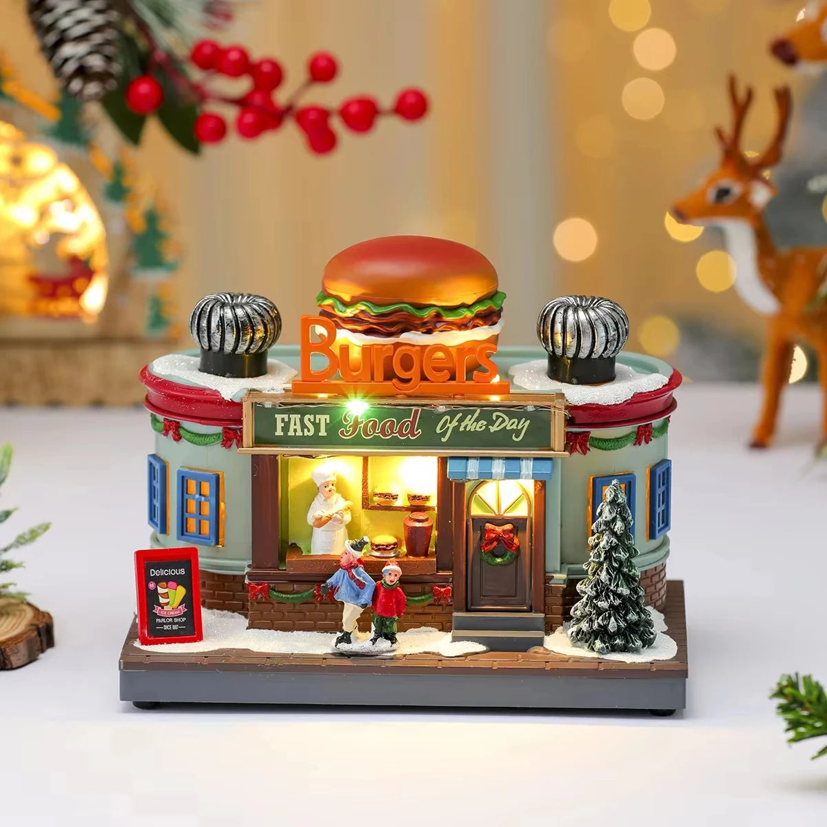 Light-Up Christmas Village Shop Decoration