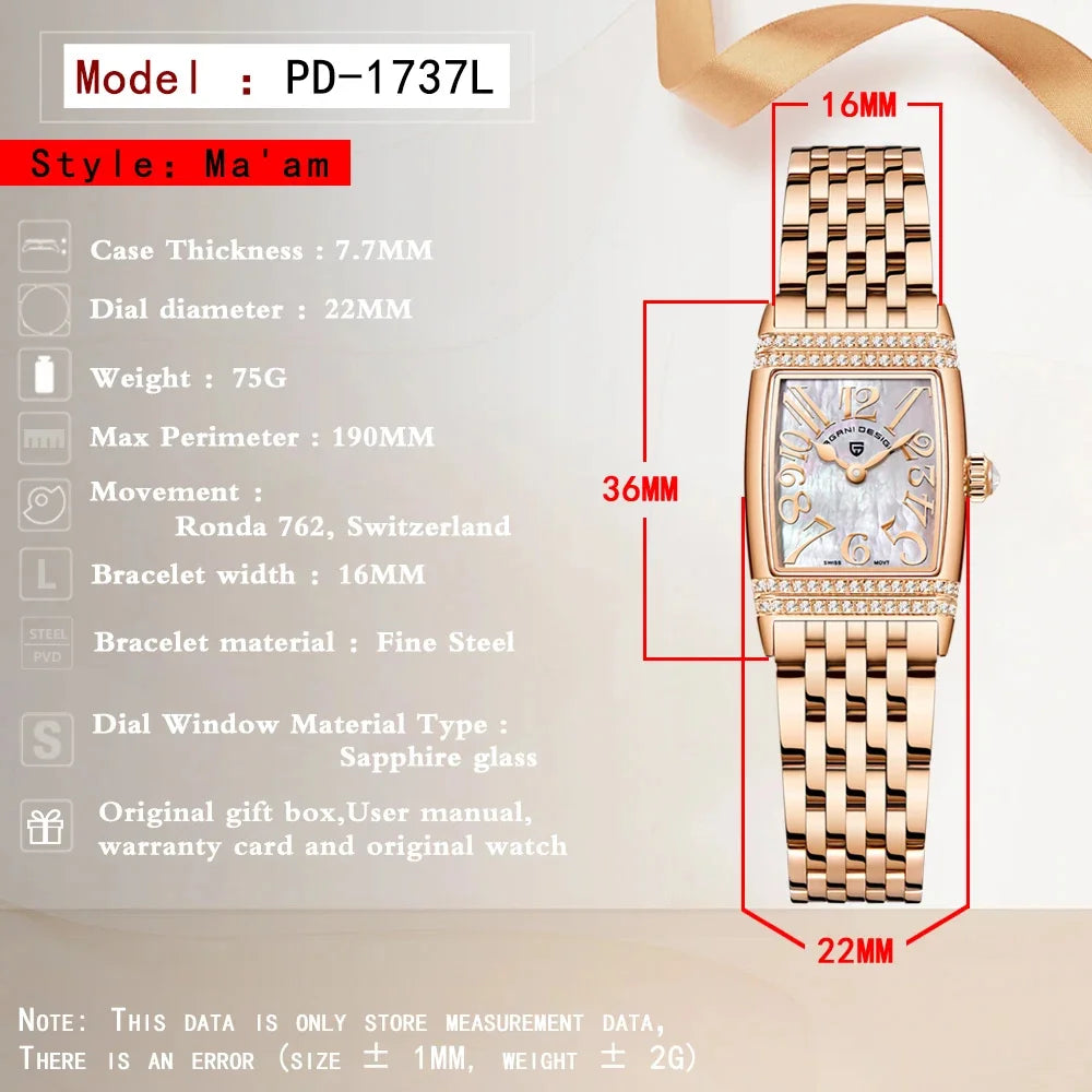 PAGANI DESIGN PD-1737L Women's Rectangular Quartz Watch