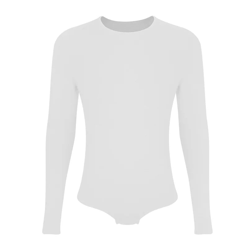 Men's Long-Sleeve Knit Bodysuit with Snap Closure