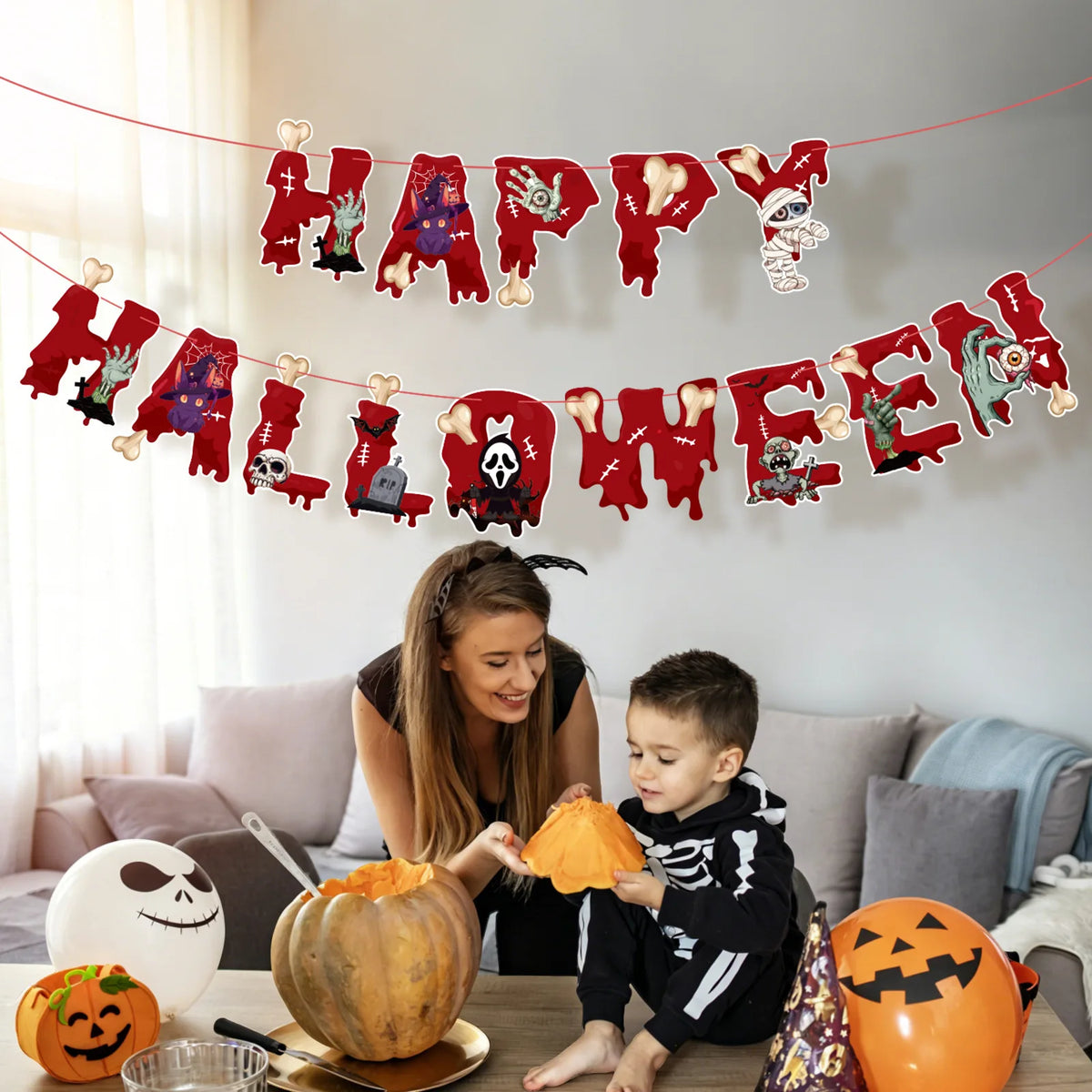 Happy Halloween Hanging Letter Banner – Spooky Designs