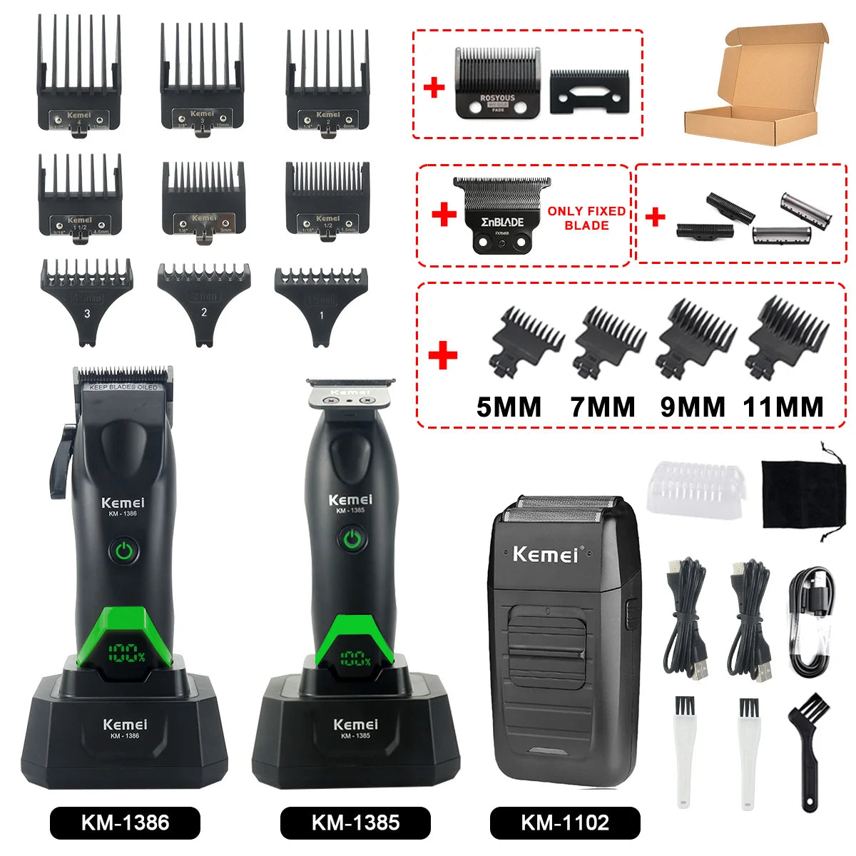 Rechargeable Hair Clippers, Trimmers and Grooming Kit Options