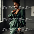 Ruffle-Trim Peplum Blazer & Pencil Skirt Set