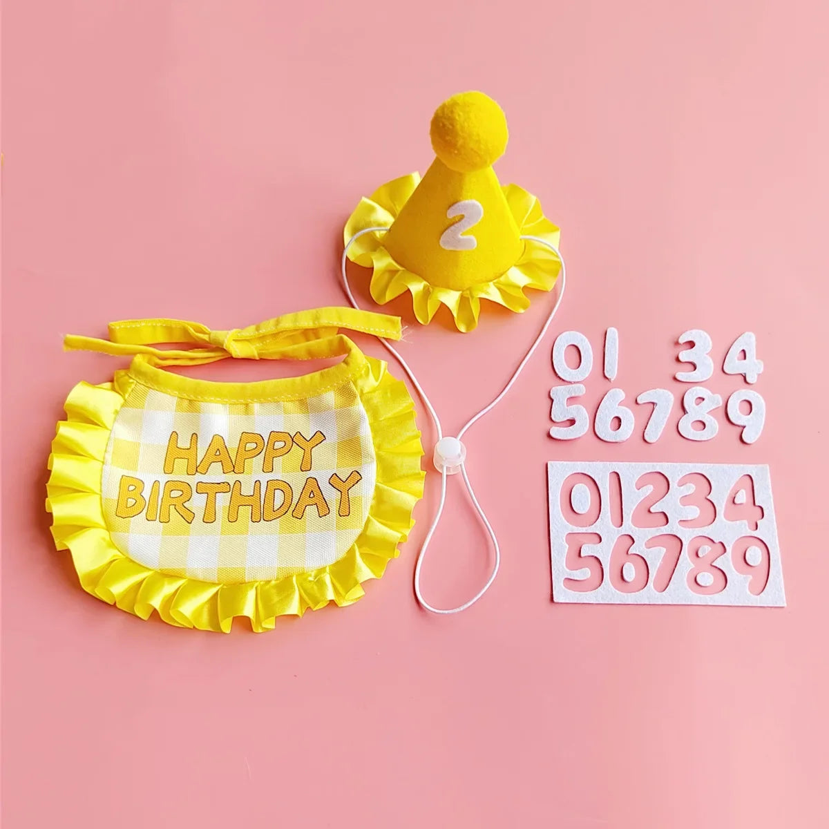 Pet Birthday Hats & Ruffled Bibs – Sets or Separates